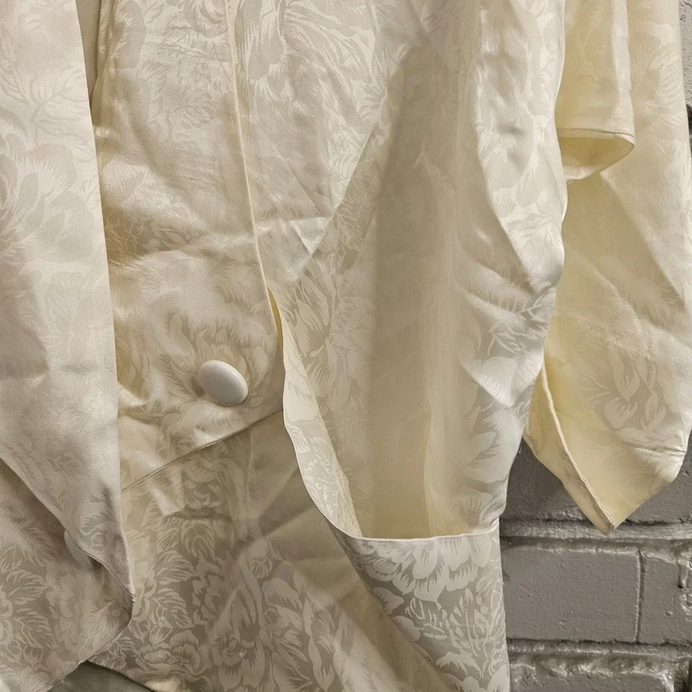 Diamonds Run Wayne Diamond Vintage Ivory Floral Jacquard Blazer Jacket‎ Robe 5-6